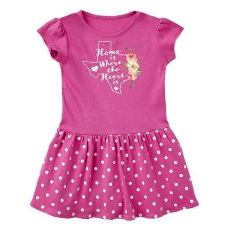 

Inktastic Texas Home is Where The Heart is with Watercolor Floral Gift Baby Girl Dress