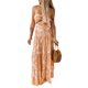 thumbnail image 1 of ABPHQTO Vestido largo sin tirantes con estampado floral recortado con junta tórica naranja para mujer, 1 of 5