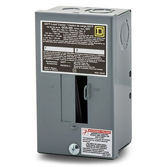 Square D QO2L30S Load Center, Lug, 30A, 120/240Vac, 1Ph