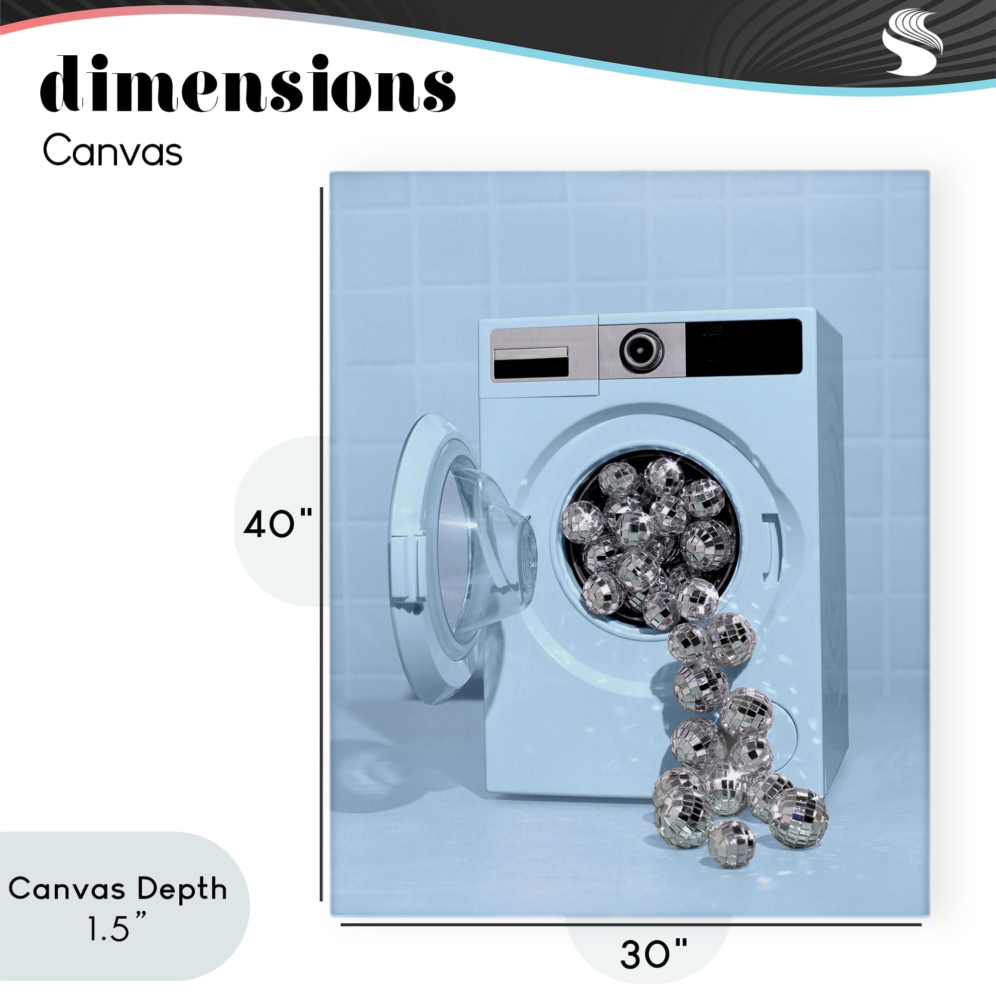 Stupell Industries Disco Laundry Machine over Blue Canvas Wall Art, design by LISH Creative