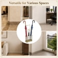 thumbnail image 7 of Metal Umbrella Stand, Umbrella Holder with Drip Tray and Hooks, Gold Walking Stick Stand for Entryway Hallway Hotel Lobby Office, 11.8 x 5.9 x 23.6 Inch, 7 of 7