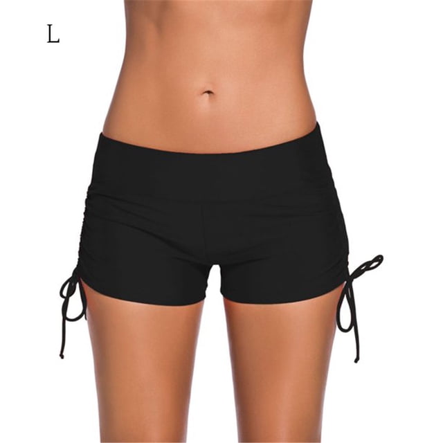 Soidarity Bañador de cintura baja con correa lateral de color liso para mujer Traje de baño Negro L Soidarity OD001260-03