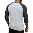 thumbnail image 5 of Resicozy 3/4 Sleeve Shirt Men Summer Color Block Henley Neck Baseball T-Shirts Casual Loose Fit Tees T-Shirt Light Gray S, 5 of 7