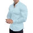 thumbnail image 3 of Men’s Long Sleeve Button Shirt Muscle Fit Sport Slim Fit Casual Dress Top, 3 of 7