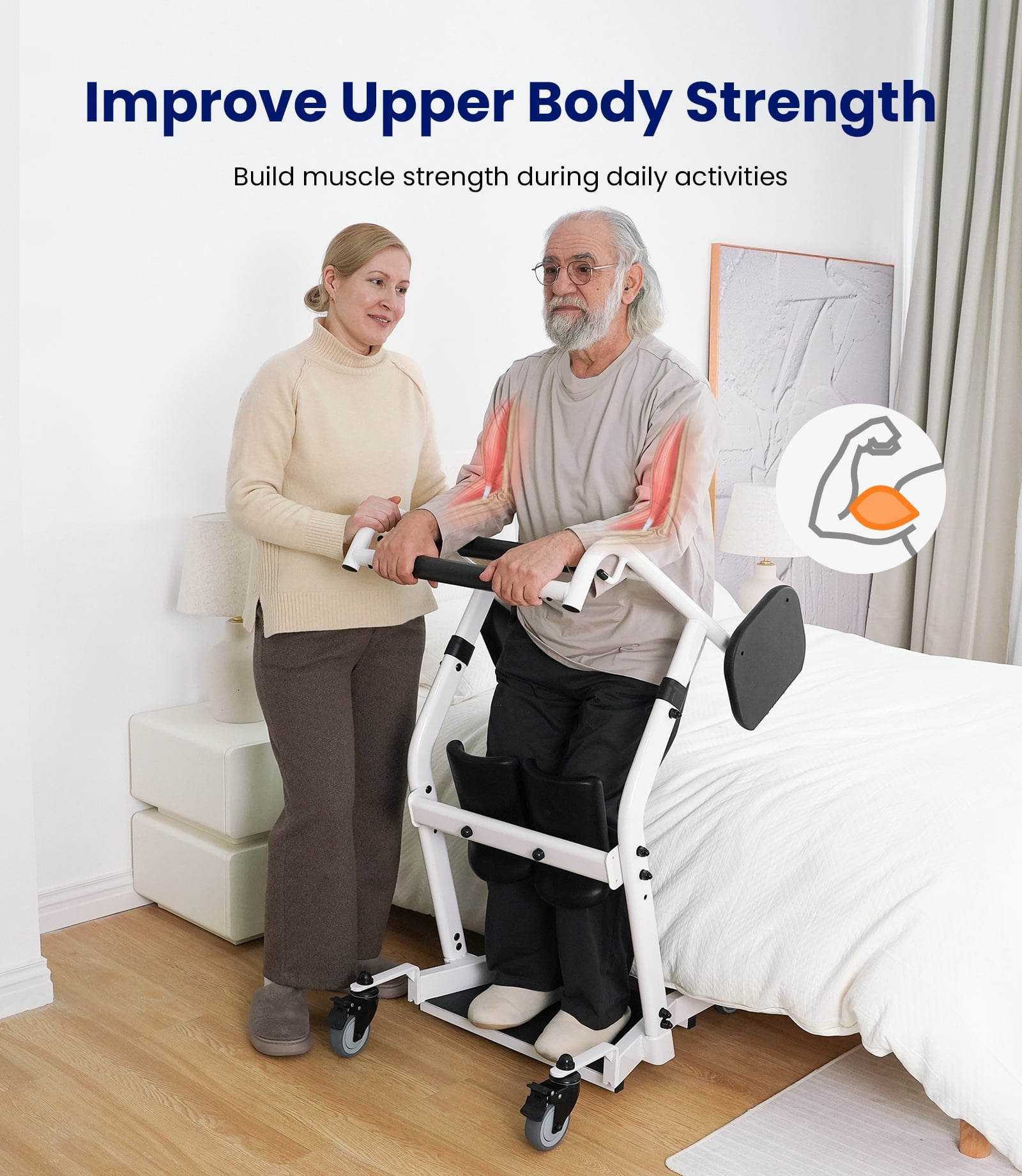 VOCIC Sit to Stand Lift with Wheels, Stand Assist Patient Transfer Device for Elderly Home Care