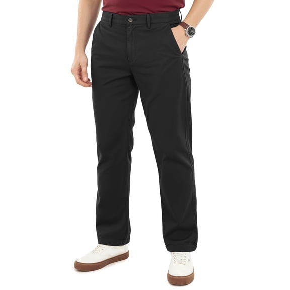 NY Threads Mens Chino Pants Regular Fit Cotton Stretch 4 Pocket Casual Pants, 38W x 32L, Black