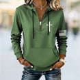 thumbnail image 2 of Hoodies for Women Hoodie Retro Sweatshirt Zip Up American Flag Long Sleeves Sweatshirt Tops Hemlock, 2 of 4