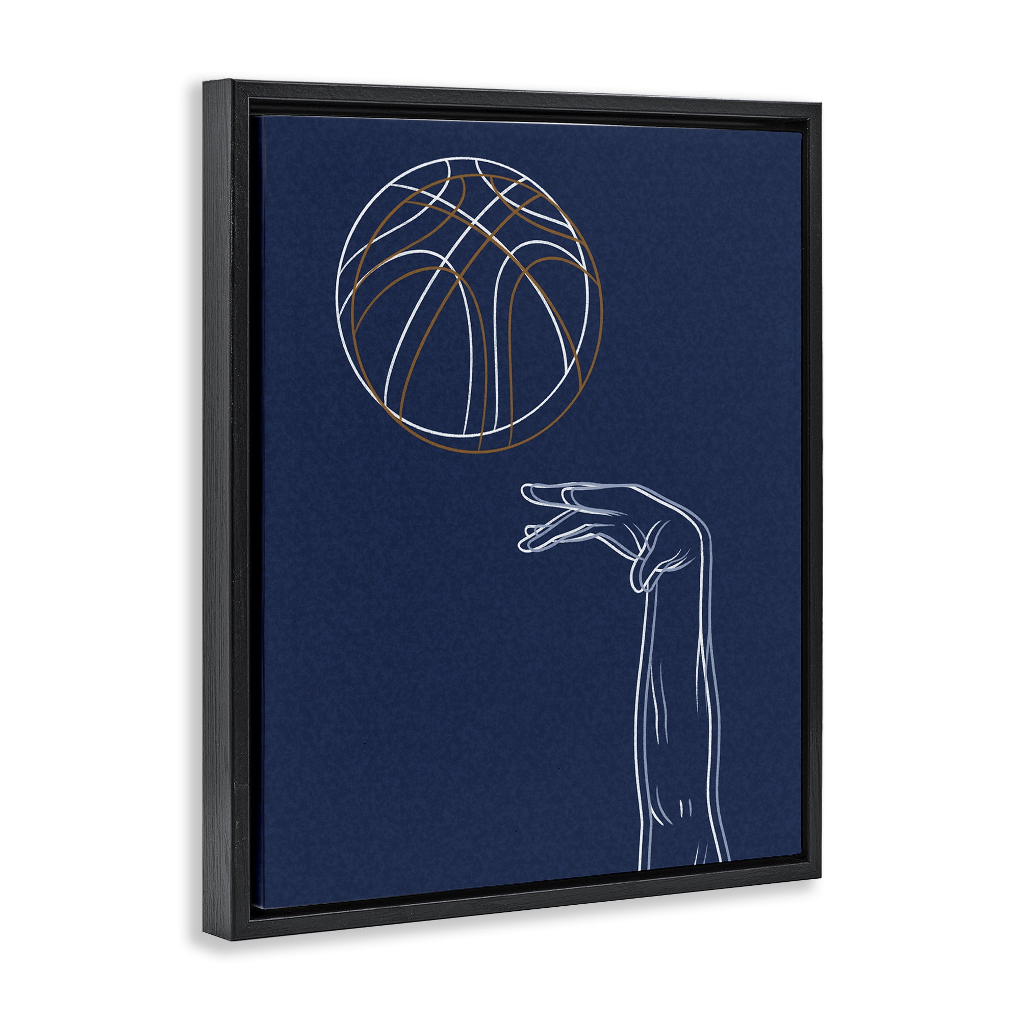 Stupell Industries Basketball Lines Contour Black Framed Floater Canvas Wall Art, design by Marcus Prime