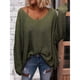 thumbnail image 3 of Suéter Holgado de Punto de Larga con Cuello en V para Mujer Verde XS, 3 of 5