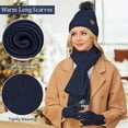 thumbnail image 6 of FZ FANTASTIC ZONE Womens Winter Beanie Hats Long Scarf Neck Touchscreen Gloves Set Knitted Pompom Cap with Thermal Fleece Lined, 6 of 6