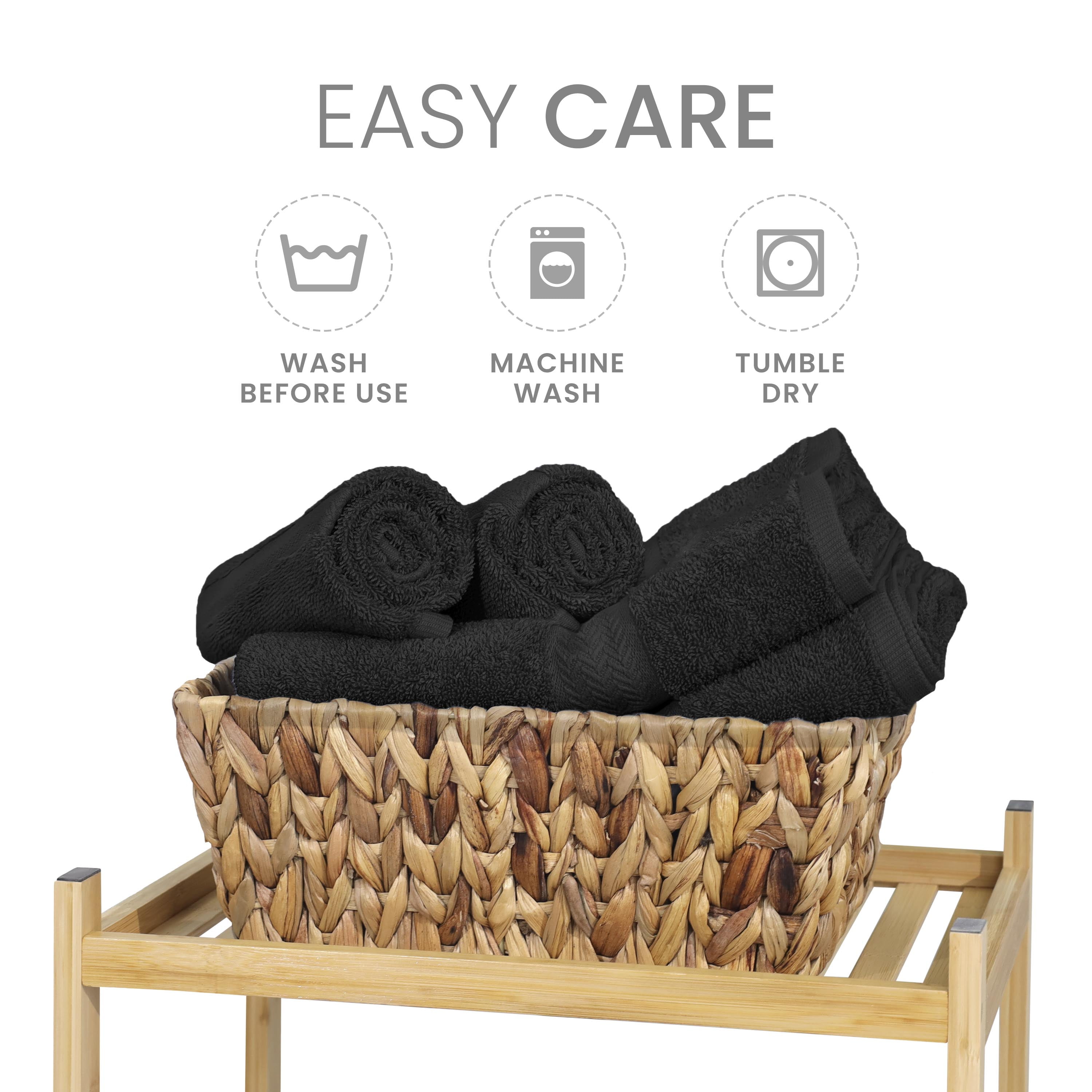 Martex 6-Piece 100% Ringspun Cotton Towel Set, Quick Dry Soft & Absorbent, Black