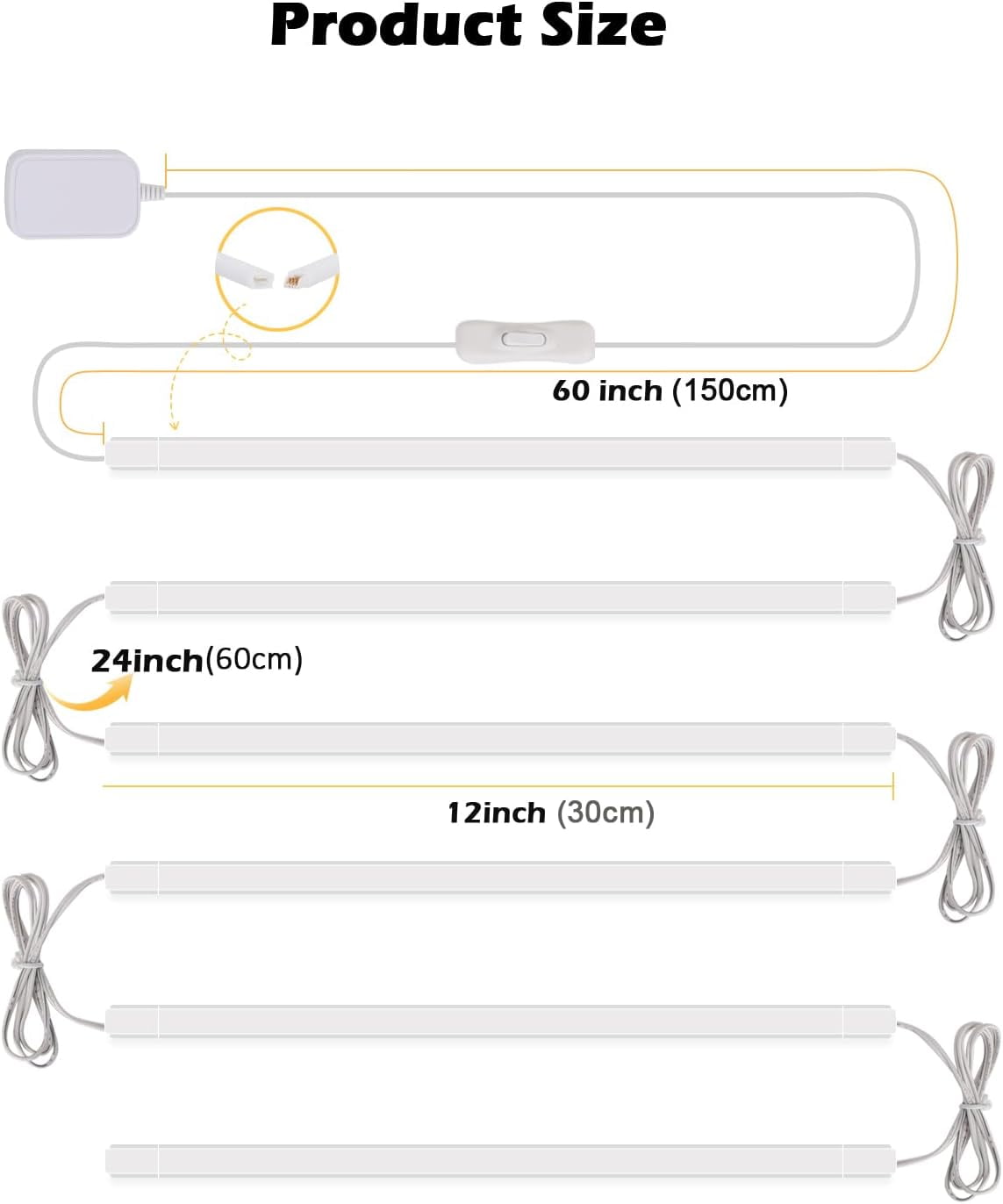 12-Inch LED Under-Cabinet Lights, 3000K (6 Count) Seamlessly Linkable Strip Light Bars Kit