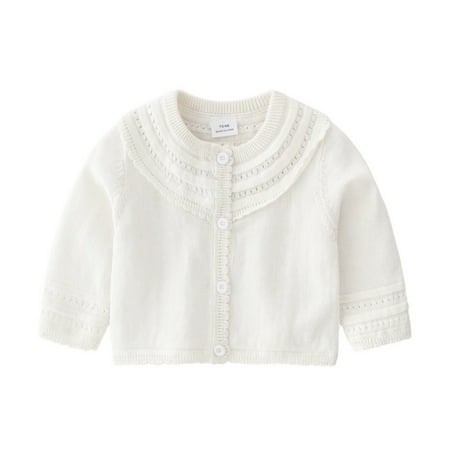

BULLPIANO 1-18M Toddler Sweaters Girls Baby Girls Cotton Cardigan Long Sleeve Kid Button Sweater Girl Crewneck Cardigans Sweater
