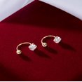 thumbnail image 5 of Sterling Silver CZ Half Hoop Earrings for Women Teens CZ Open Hoop Earrings Huggie Cartilage Helix Piercing Ball Screw Backs, 5 of 10