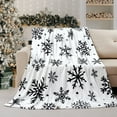thumbnail image 3 of Christmas Snowflake Blanket Ultra Soft Winter Holiday Throw Blanket Xmas Idea Gifts Flannel Fleece Bed Blankets Lightweight Warm Cozy Fuzzy Plush Cabin Throw for Sofa Couch, Black White, 60" X 80", 3 of 6