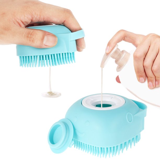 Dog Bath Brush Duety Dog Grooming Brush,Pet Shampoo Bath Brush Soothing Massage Rubber Comb with