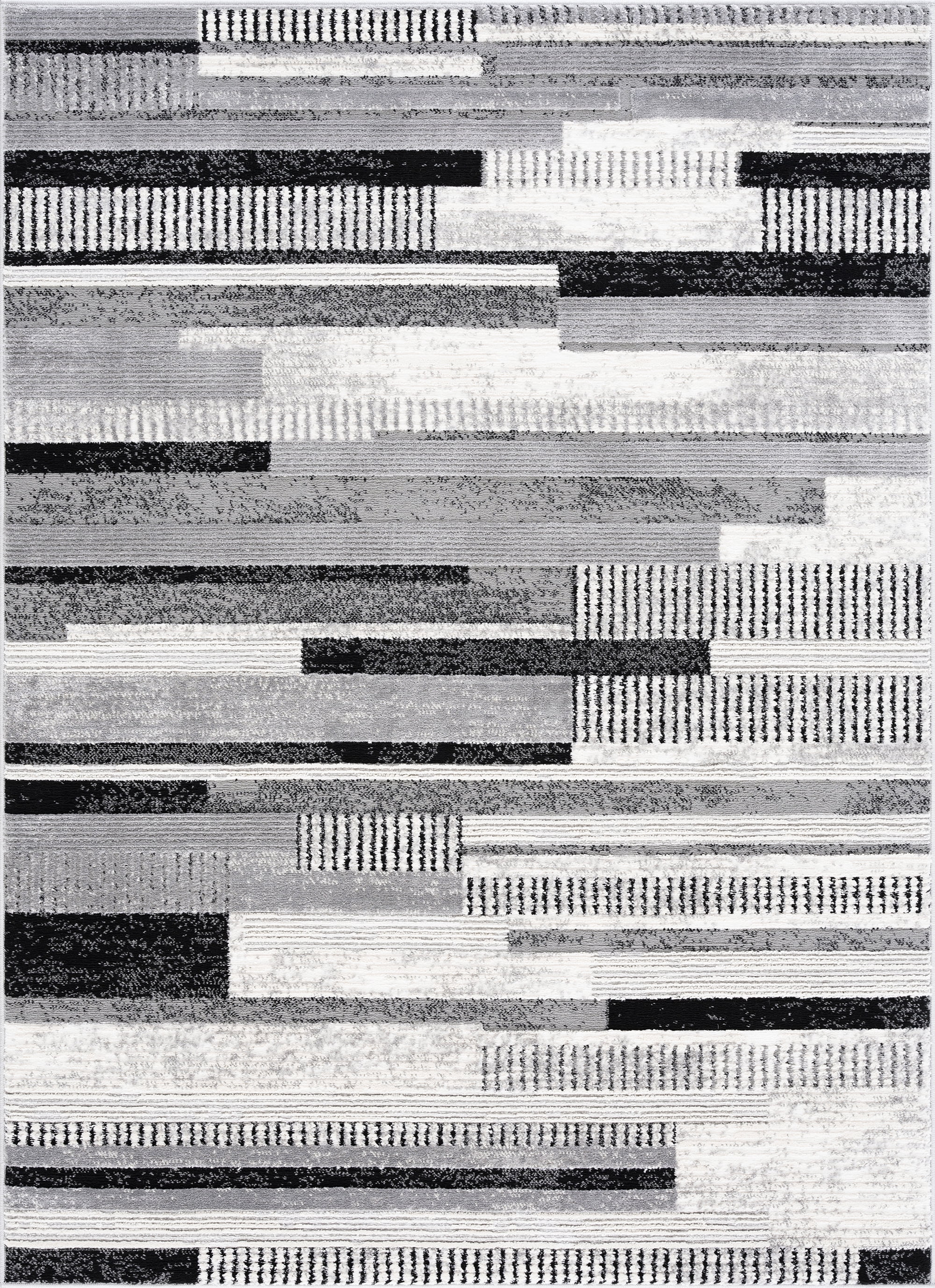 Alpha Contemporary 5' x 7' Gray and Black Polyester Indoor Area Rug
