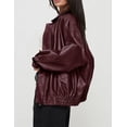 thumbnail image 3 of Abrigo PRETTYGARDEN Chaqueta de Cuero Sintético para Mujer Vino Tinto M, 3 of 8