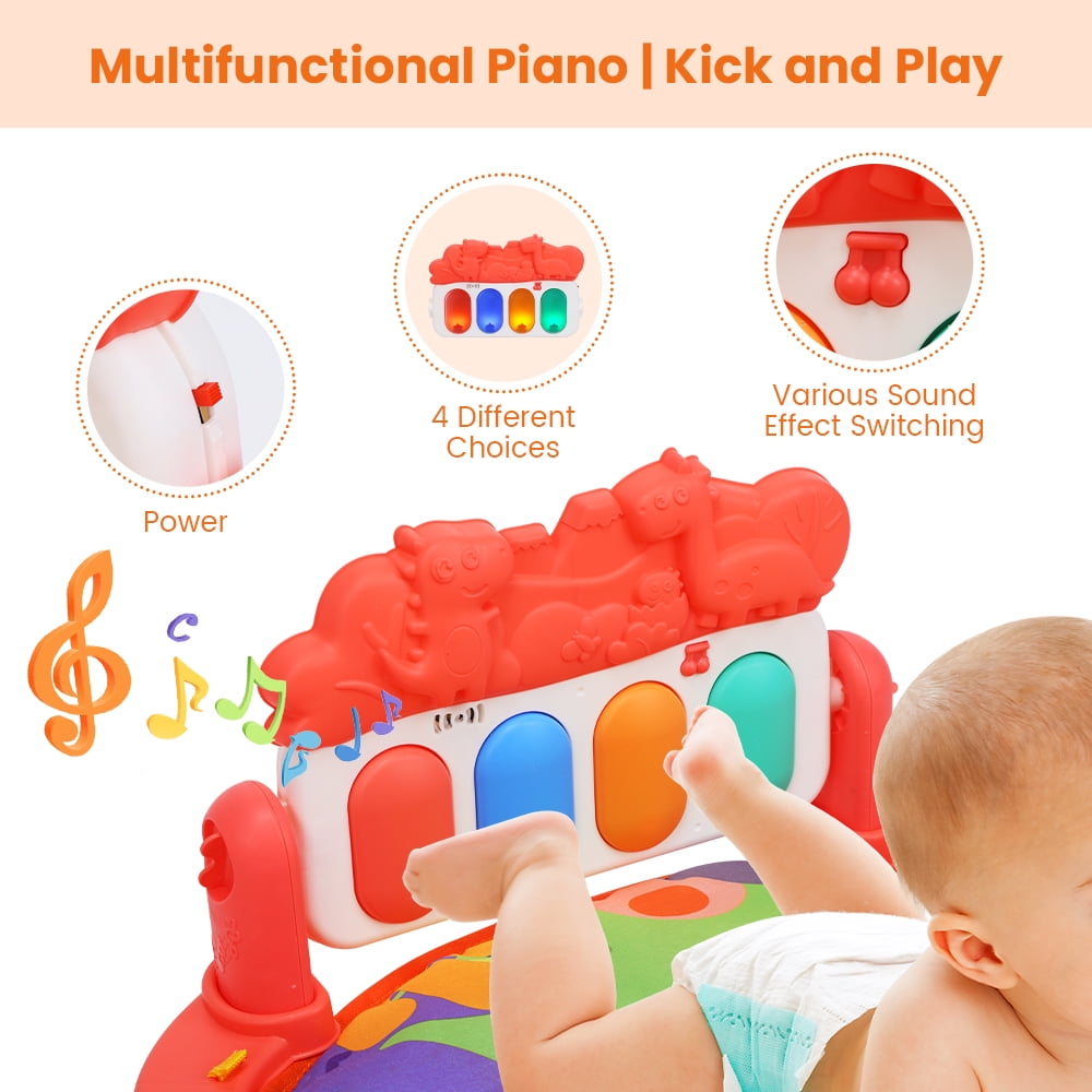 JoyStone Baby Gym Play Mat, Tummy Time Mat with Music, Lights Piano Activity Gym, Newborn Gift for 0-12 Months