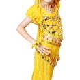 thumbnail image 4 of Weebloom Toddler Girl Outfit Dance Performance Outfit Belly Dance Ethnic Practice Dress Children Folk Dance Wear Design Girl Clothes Set Size 7-8 Years Yellow, 4 of 6