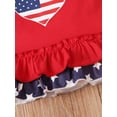 thumbnail image 5 of Newborn Toddler Baby Girl 2Pcs Fashion Summer Clothing Set Off Shoulder Red Shirt Striped Flared Pants 0-5Y, 5 of 7