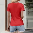 thumbnail image 5 of Women Short Sleeve V Neck Ribbed Knit Fitted Shirts, Basic Tees Tops 2026 Summer Casual T-Shirts Going Out Outfits, Summer Casual T-Shirts Going Out Outfits Red S, 5 of 7