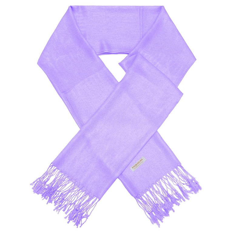Women Lavender Purple Pashmina Scarf Soft Solid Plain Shawl Wrap Fashion Warm Neck with Fringes
