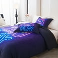 thumbnail image 5 of Koniroom 2 Pieces Neon Gamer Comforter Set Twin Size for Boys, Kids Bedroom Decor Soft Reversible Gaming Bedding, All Season Bed Set, Black Purple, 5 of 7