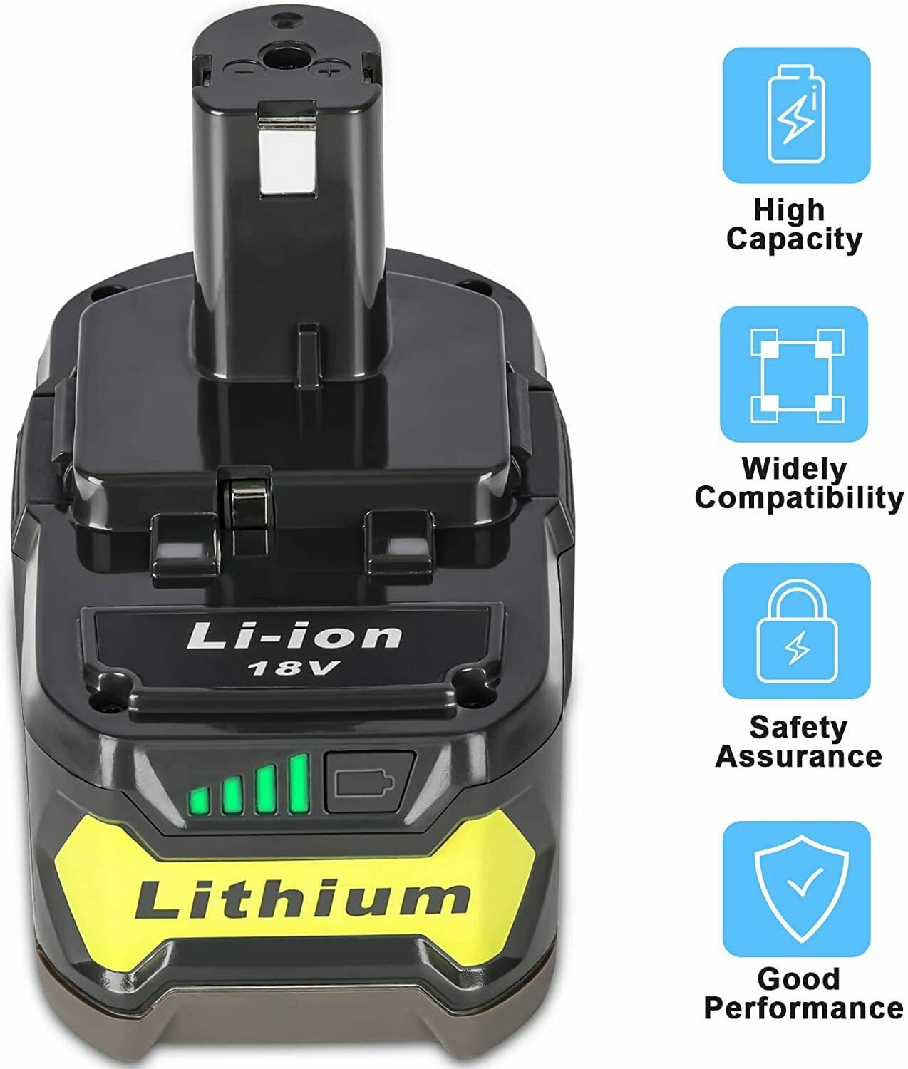 9.0Ah For RYOBI P108 Battery 18 Volt One+ Plus High Capacity P109 Lithium-ion P104 P102 P107 P106 RB18L50 RB18L40 RB18L25 RB18L13 P105 P103 P122 P190