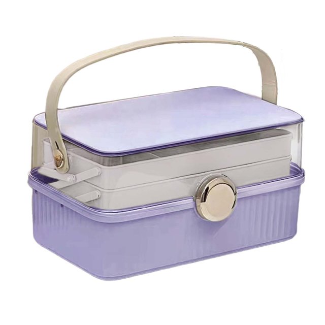 Estuche de viaje para maquillaje, bolsa de maquillaje portátil, herramienta de belleza, regalo, caja de almacenamiento de cosméticos de gran capacidad Violeta
