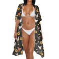 thumbnail image 3 of HELLHERO High Quality Fabrics Long Kimono Swimsuit Cover Up for Beach Lightweight Cardigan Sunflower Rooster, 3 of 6