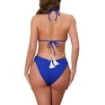 thumbnail image 3 of INSPIRE CHIC Women's Waffle Knit Textured Halter Bikini Sets 2 Piece Double Tie Top Triangle Bottom with Seashell Waist Rope Swimwear Suits Medium Royal Blue, 3 of 5