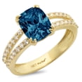thumbnail image 7 of Solitaire with Accents Engagement Ring for Women - 3.48ct Natural London Blue Topaz in 14K Yellow Gold Promise Ring, 7 of 7
