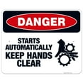 thumbnail image 1 of Starts Automatically Keep Hands Clear Sign, OSHA Danger Sign, 24x30 Aluminum, 1 of 1