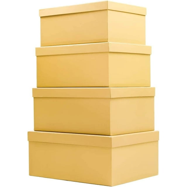 UNIQOOO 4PCS Matte Gold Nesting Gift Boxes Set, Cardboard Rectangle