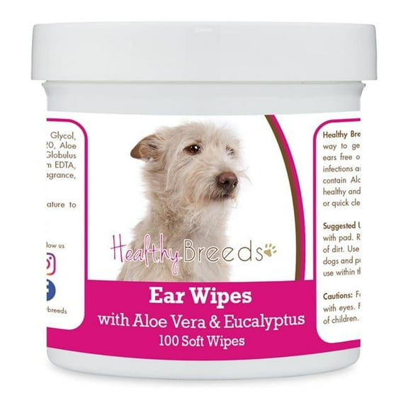 Healthy Breeds 192959824438 Portuguese Podengo Pequeno Ear Cleaning Wipes with Aloe & Eucalyptus for Dogs - 100 Count