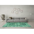 thumbnail image 3 of Ahgly Company Machine Washable Indoor Round Animal Turquoise Blue Traditional Area Rugs, 6' Round, 3 of 4
