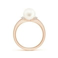 thumbnail image 2 of ANGARA Freshwater Cultured Pearl Ring with Diamond Collar in 14K Rose Gold for Women | June Birthstone, Birthday, Anniversary, Jewelry Gift for Women | Natural Pearl Ring, 2 of 9