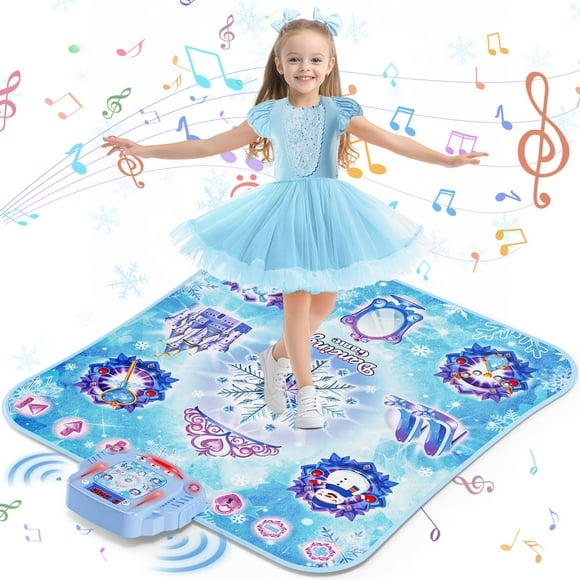 Dance Mat Toys Girl Gift: 8-Button Frozen Dance Pad Wireless Bluetooth Electronic Dance Game for Kids with 4 Game Modes LED Light Built-in Music Birthday Gifts for 3 4 5