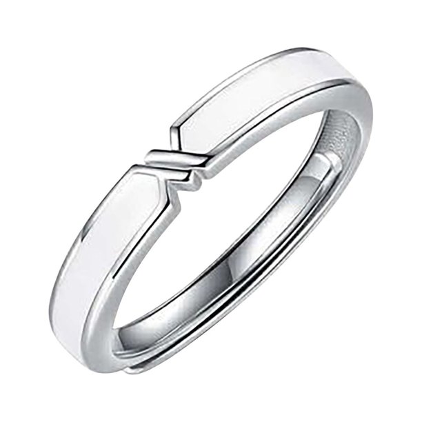 Tie Pareja Anillo para Hombres y Mujeres Anillo de Moda Versátil Gota de Gel Anillo Abierto Ajustable Anillo de Plata