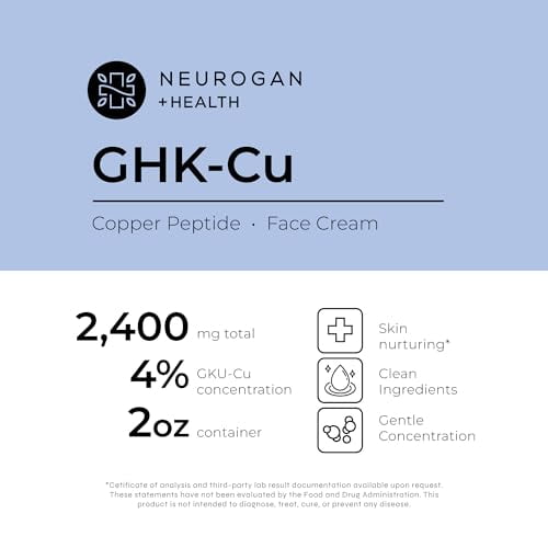 Neurogan GHK-Cu Copper Peptide Face Cream | 4% Peptides for Skin Firmness &  Deep Hydration | Daily Facial Moisturizer with 2400 MG GHK-Cu, 2oz