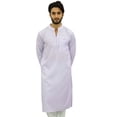 thumbnail image 1 of Atasi Chemise Longue Unie Blanche en Polyester pour Homme Kurta-3TG Décontractée d'Été Festive, 1 of 7