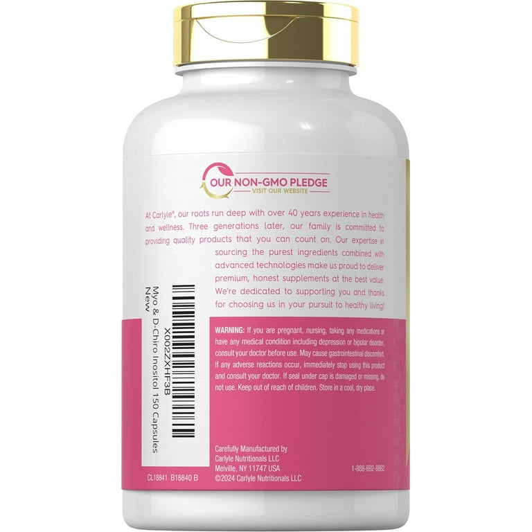 Carlyle Myo-Inositol and D-Chiro Inositol Supplement, 2060mg, 150