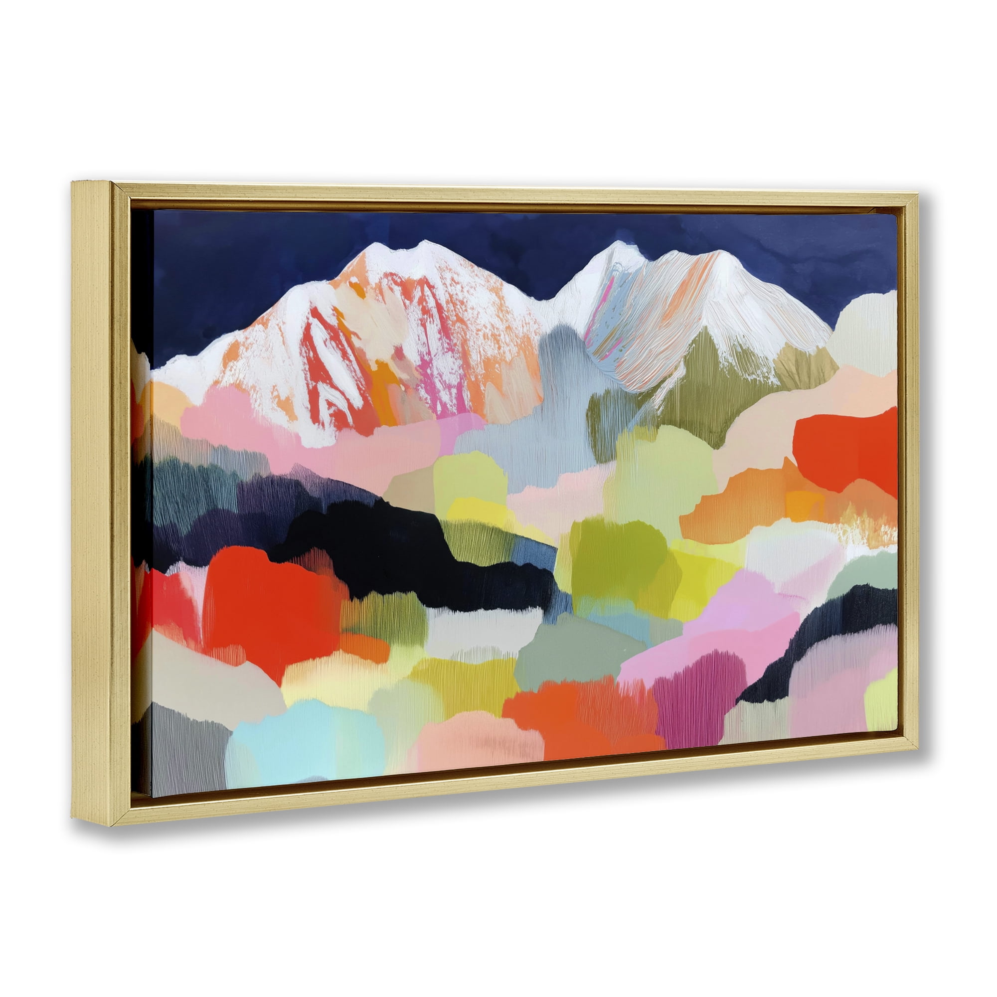 Stupell Industries Alpine Glow in Vibrant Mountains Gold Framed Floater Canvas Wall Art, design by Chromatic Storm Studio
