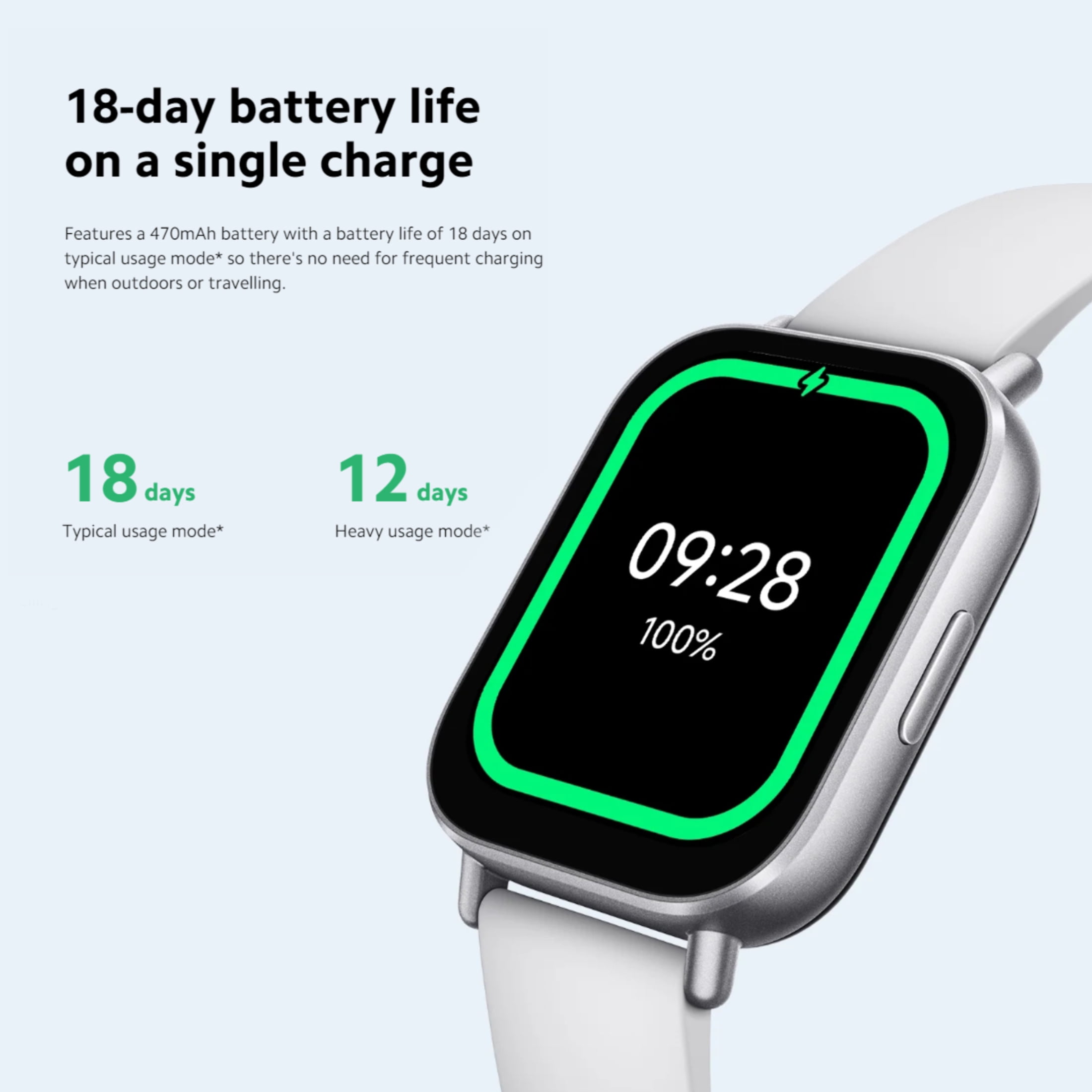 Redmi Watch 5 Active Midnight Silver - 18-Day Battery Life, 2-Inch Display, 140+ Workout Modes, 5ATM Waterproof, Bluetooth Calling, Alexa Built-In
