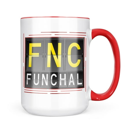 

Neonblond FNC Airport Code for Funchal Mug gift for Coffee Tea lovers