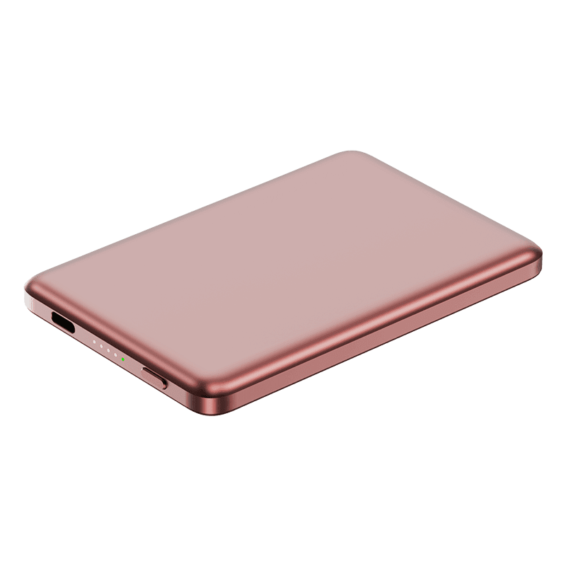 XYZtech X Blade 5K Wireless Power Bank - 5000 mAh - 0.3" Metal Casing Design, Compatible with iPhone and Samsung, Rose Gold