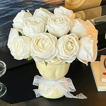 Lilgiuy Roses Artificial Flowers Gifts for Mother, 11.4" Silk Flowers for Home Decor Indoor 1 Pack Fake Roses Faux Floral Arrangements Dining Table Centerpieces for Mother's Day Wedding Party Decor