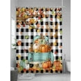 thumbnail image 5 of Fall Shower Curtain Pumpkin Harvest Shower Curtains for Bathroom Thanksgiving Decor, Waterproof Polyester Shower Curtain Set with Hooks, Standard Size 72" x 72" Maple Leaf Truck Black Plaid, 5 of 6