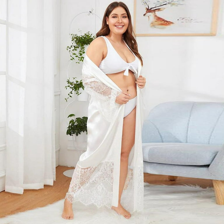 White Plus Size Fancy Lingerie Bodysuits Kimono For Women